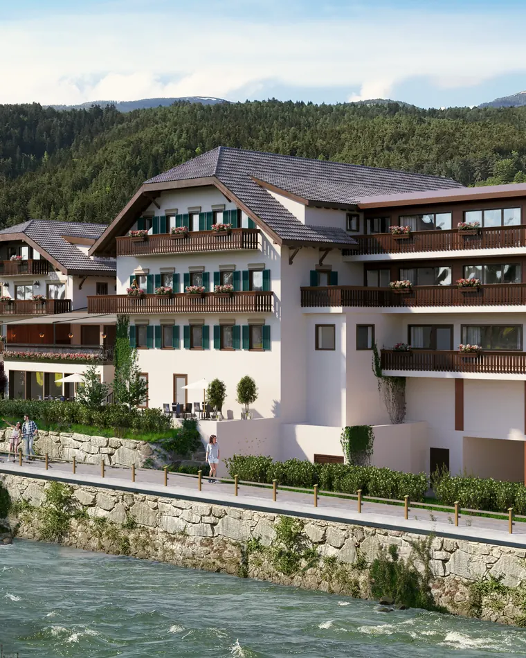 River Hotel Post in Kiens im Pustertal, oberhalb der Rienz